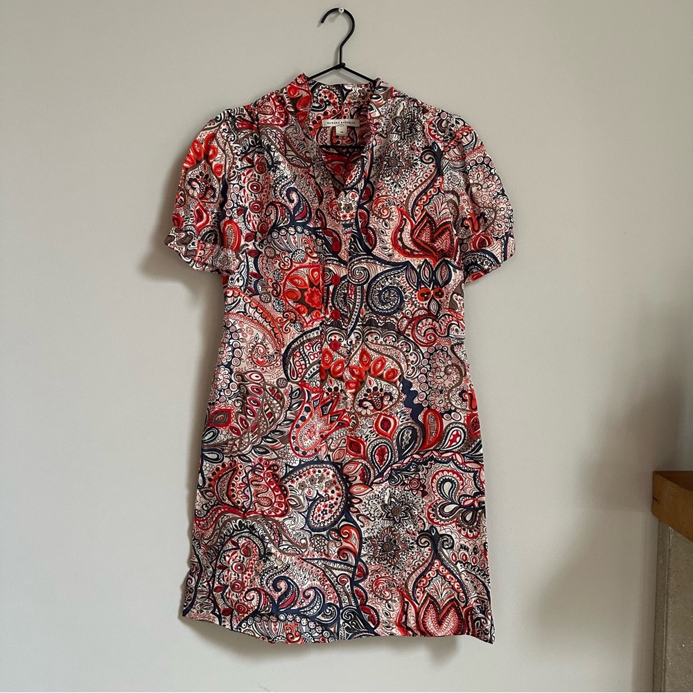 Banana Republic Y2K Silk Multicolor Paisley Dress
